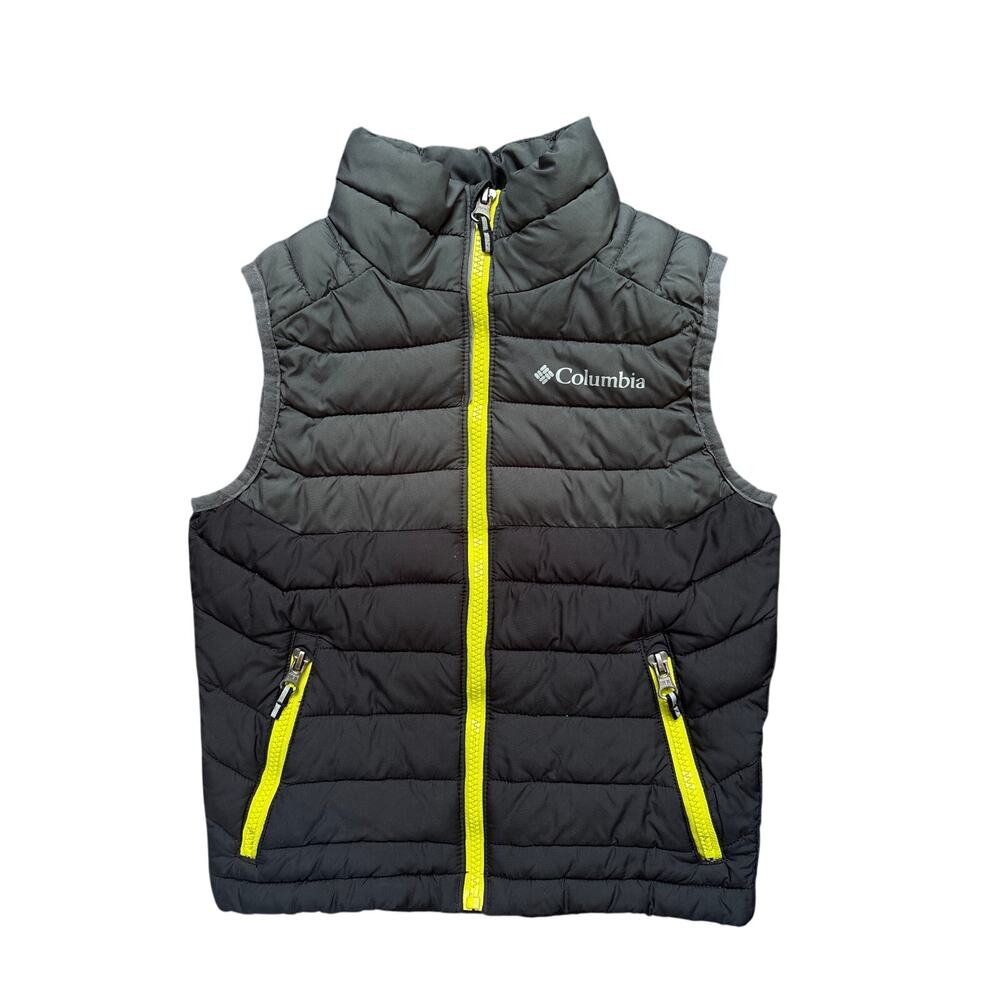 Columbia Kids XXS 4/5 Omni Heat Gray Black Puffer Vest Neon Zip